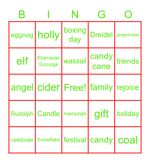 MAI Holiday Bingo Card