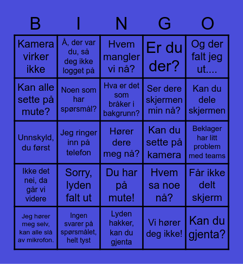 Blå Kors Teams Bingo Card