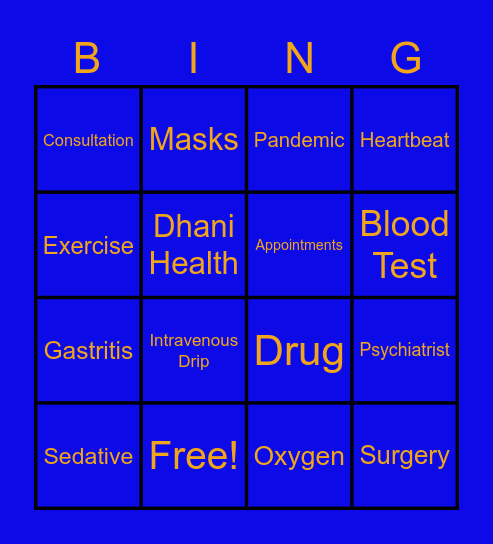 Dhani Health X'mas Party Bingo Card