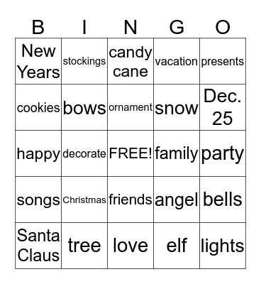 Winter Bingo Card