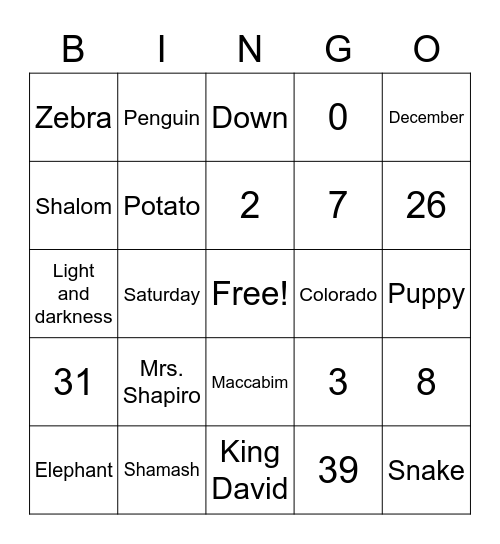 Friday Fun Bingo! Bingo Card