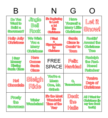 CHRISTMAS MUSIC Bingo Card