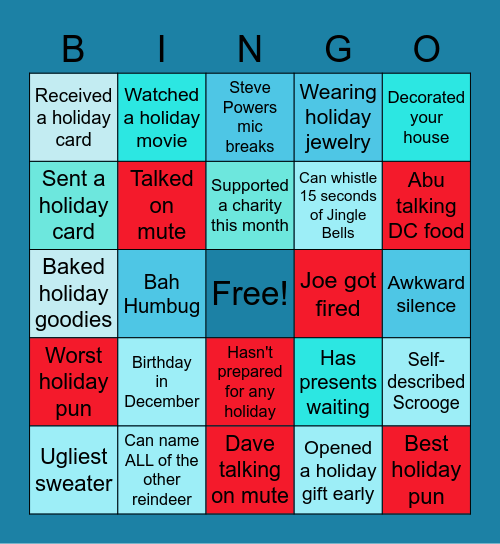 Metric5 Holiday Bingo Time! Bingo Card