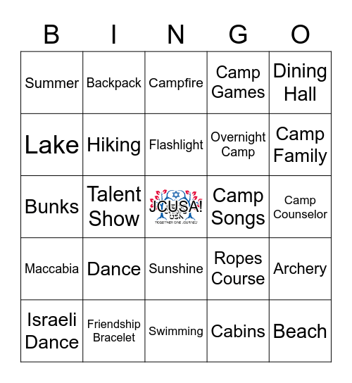 JCUSA Camp Bingo Card