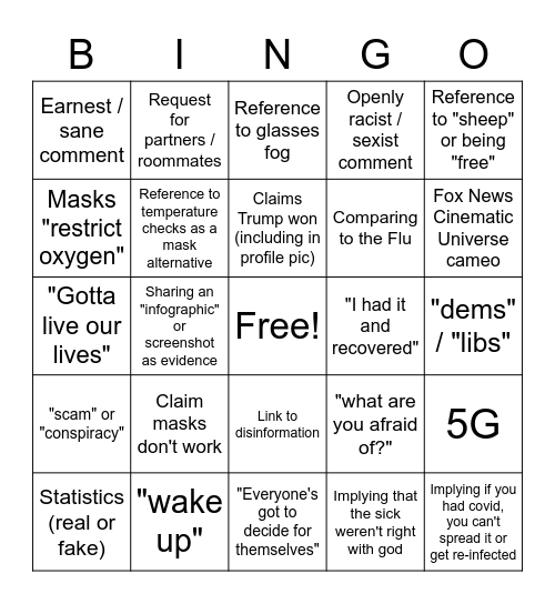 Facebook Foosball Bingo Card