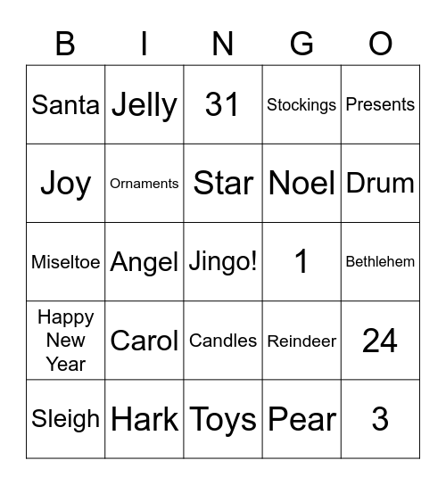 Holiday Jingo Bingo Card