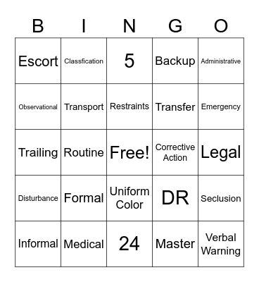 Supervising in Correctional Facility Bingo Card