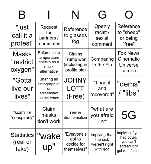 Facebook Foosball Bingo Card