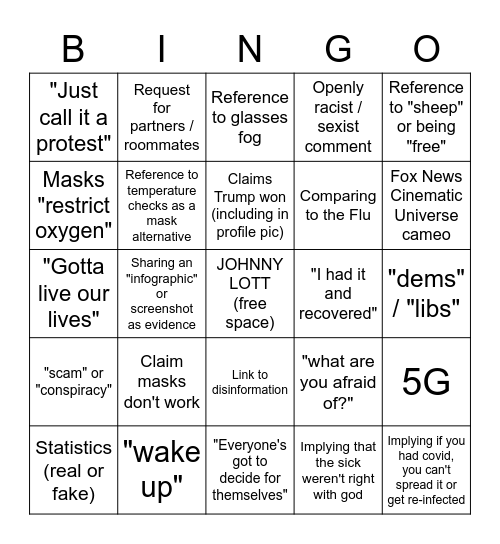 Facebook Foosball Bingo Card