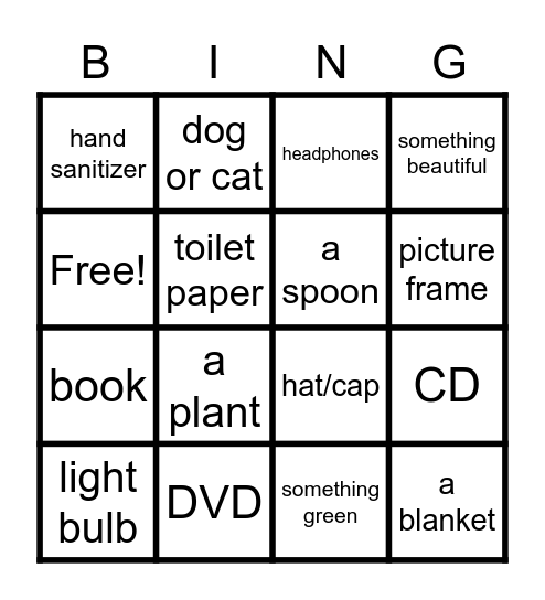 Scavenger Hunt Bingo Card