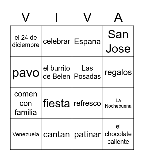 La Navidad Bingo Card