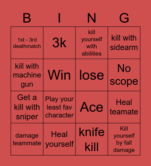 VALORANT Bingo Card