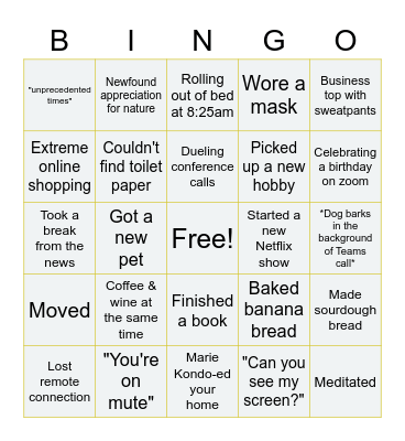 IA QUARANTINE BINGO Card