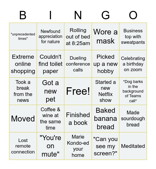 IA QUARANTINE BINGO Card