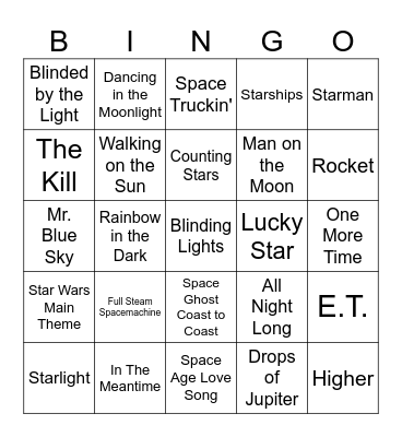 SPACE SONGS FOR ALIENS Bingo Card
