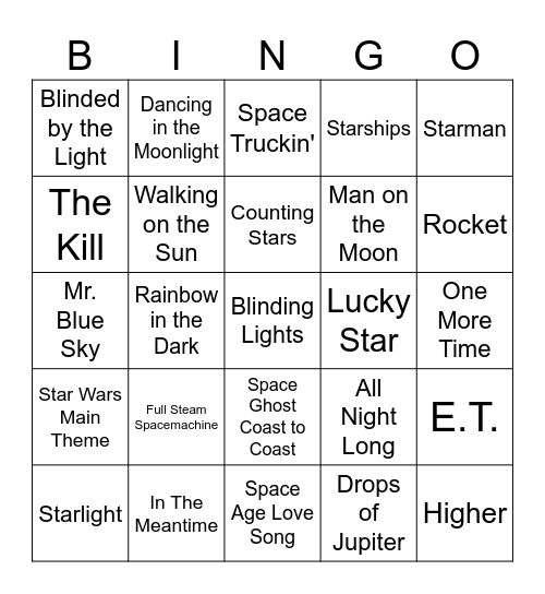 SPACE SONGS FOR ALIENS Bingo Card