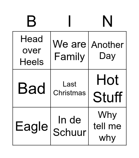 Kerst Bingo Card