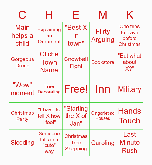 Friendmas Bingo Card