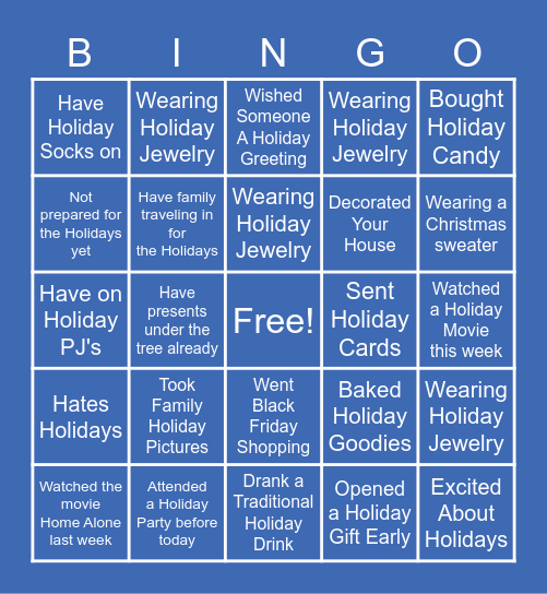 SimplyInsured's Holiday Bingo (Two Liner) Bingo Card