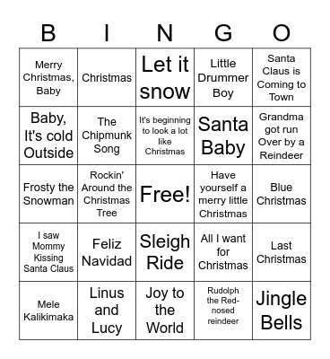 Happy Holidays! Bingo Card