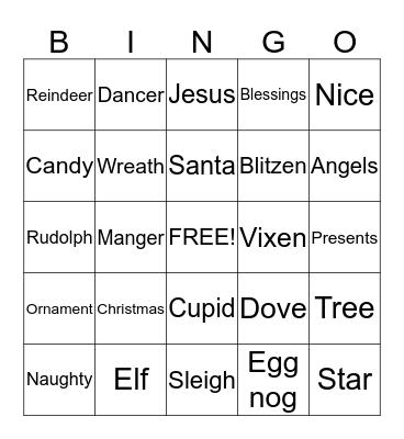 Christmas Bingo Card