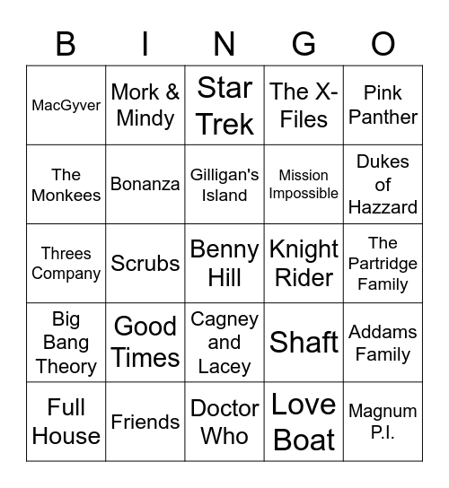 TV SITCOM THEMES Bingo Card