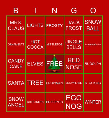 Winter Wonderland Bingo Card