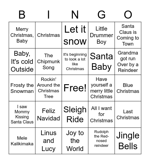 Happy Holidays! Bingo Card