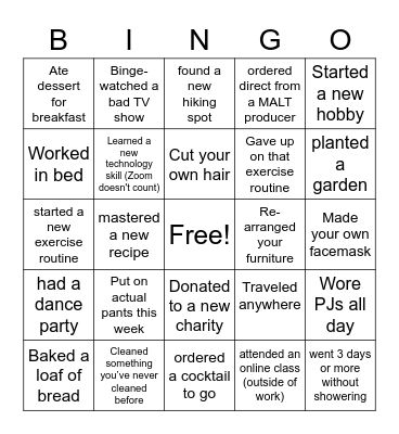 2020 MALT Bingo Card