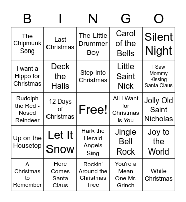 Christmas Bingo Card