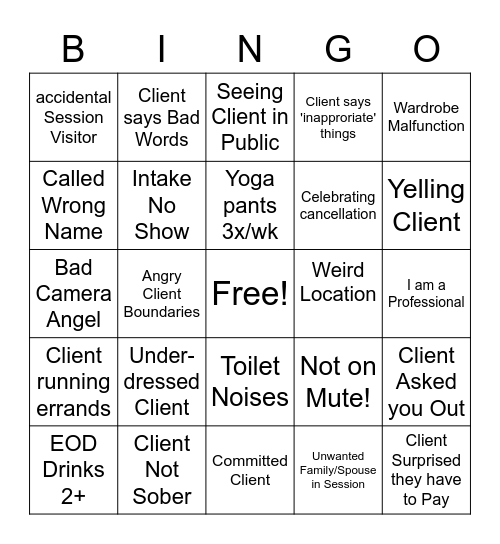Counselor Bingo Card