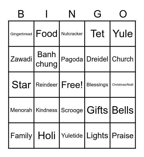 PADO Holiday Party 2020 Bingo Card