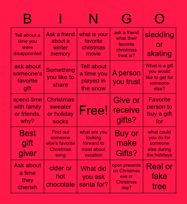 Social Skills Christmas Bingo Card