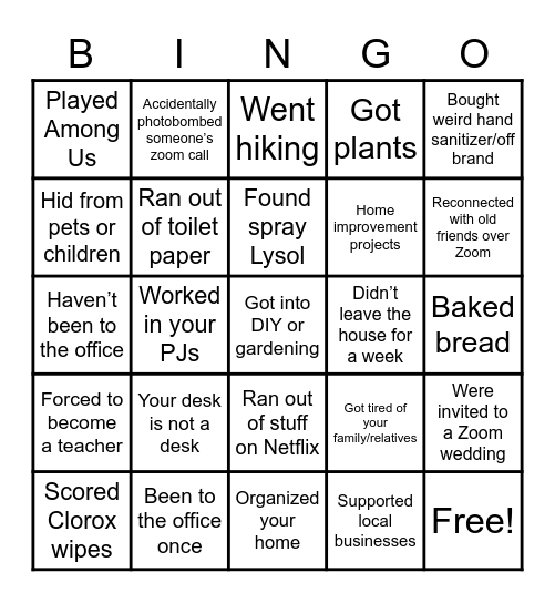 2020 Bingo Card