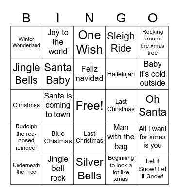 Holiday Bingo Card