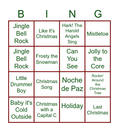 Chritmas BINGO Card