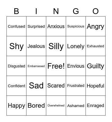 Feelings Bingo Card