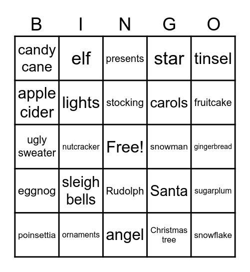 Holiday BINGO Card