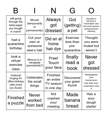 Ingrid & Isabel Holiday Quarantine Bingo Card