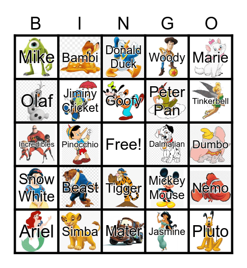 Disney + Bingo Card