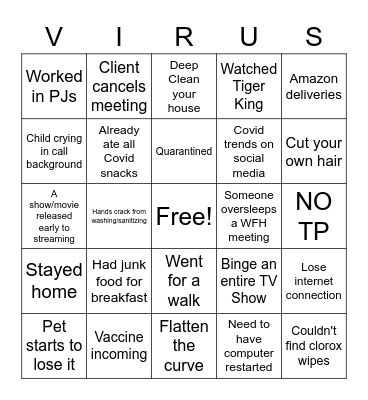 2020 Coronavirus Bingo Card