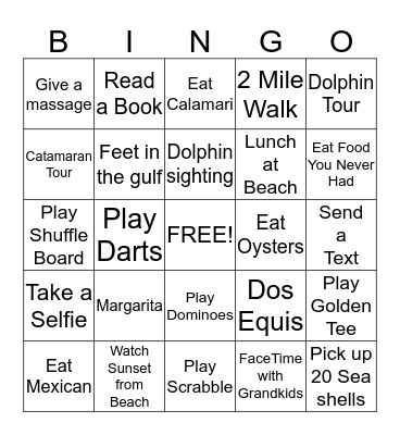 Retirement Bingo Card