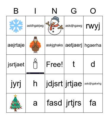 Holiday Bingo Card
