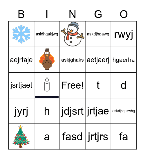 Holiday Bingo Card