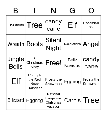 Holiday Times Bingo Card