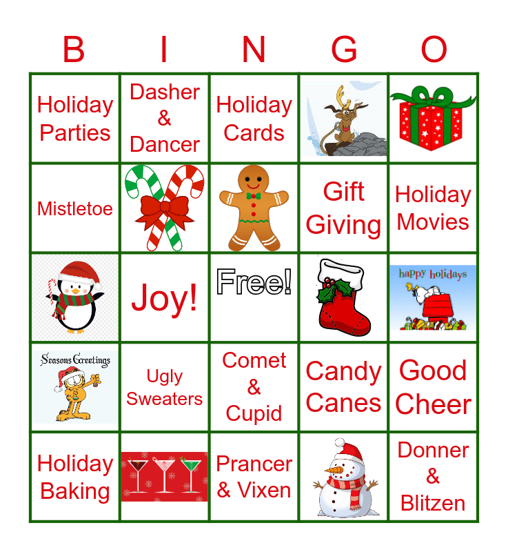 Shared Services Virtual Holiday Bingo Card
