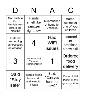 NCP Holiday Lunch Party Bingo Card