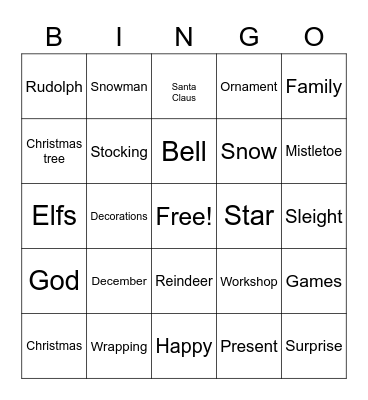 Christmas Bingo Card