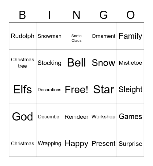 Christmas Bingo Card