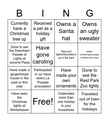 Winter Dance 2020 Bingo Card